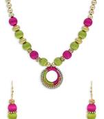 Girls Pink Ethnic Necklace Set