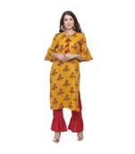Printed kurta with Solid Flare Hem Palazzo