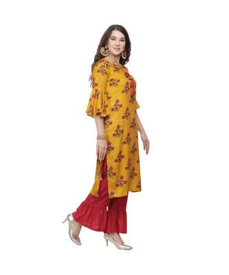 Printed kurta with Solid Flare Hem Palazzo 2