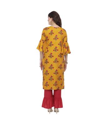 Printed kurta with Solid Flare Hem Palazzo 3