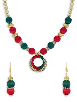 Girls Green Ethnic Necklace Set 1