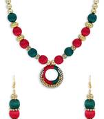 Girls Green Ethnic Necklace Set
