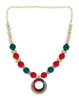Girls Green Ethnic Necklace Set 2
