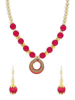 Girls Red Ethnic Necklace Set 1