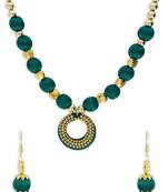 Girls Green Ethnic Necklace Set