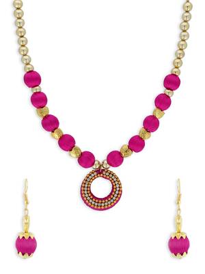 Girls Pink Ethnic Necklace Set 1