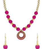 Girls Pink Ethnic Necklace Set