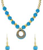 Girls Blue Ethnic Necklace Set