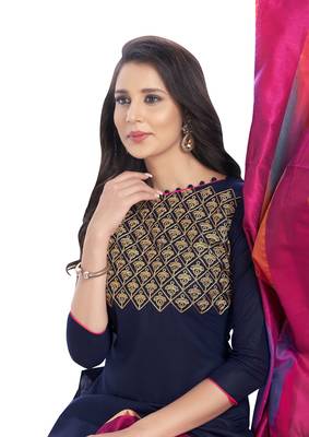 Blue embroidered cotton salwar 2