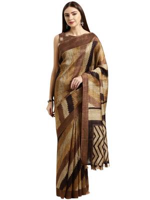 Maroon Printed Tussar Silk Saree With Blouse 2