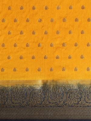 Mustard Woven Faux Kanjivaram Silk Saree With Blouse 4