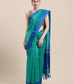 Green Woven Cotton Saree With Blouse