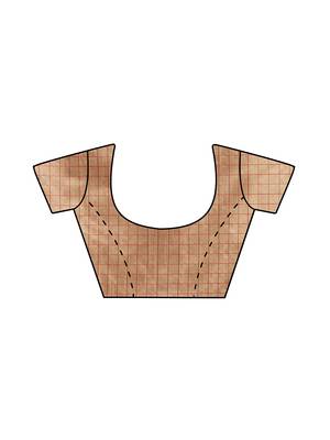 Beige Woven Cotton Saree With Blouse 2