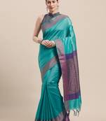 Green Woven Cotton Saree With Blouse