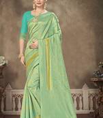 Sky Blue Woven Banarasi Silk Saree With Blouse