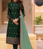 Green embroidered silk salwar