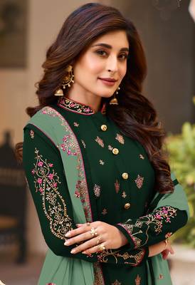 Green embroidered silk salwar 2