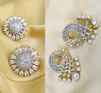Gold cubic zirconia earrings 1