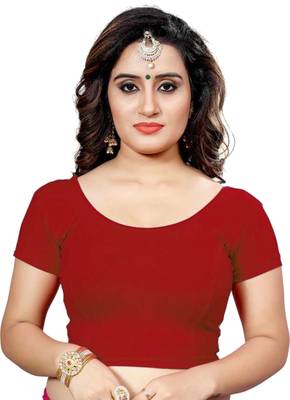 Dancing Girl Maroon  Red Lycra Stretchable Readymade Blouse For Women Short Sleeve 1