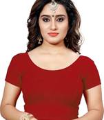 Dancing Girl Maroon  Red Lycra Stretchable Readymade Blouse For Women Short Sleeve