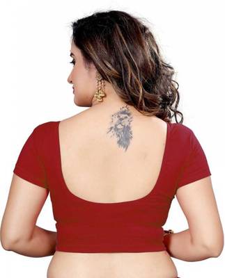 Dancing Girl Maroon  Red Lycra Stretchable Readymade Blouse For Women Short Sleeve 2
