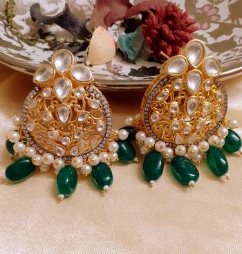 Green Kundan Danglers Drops 1