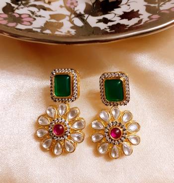 Green Kundan Danglers Drops 2