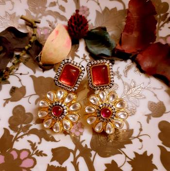 Pink Kundan Danglers Drops 1