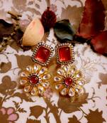 Pink Kundan Danglers Drops