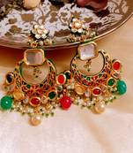 Multicolor Kundan Jhumkas