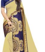 Cream woven chanderi saree with blouse