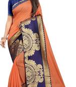 Peach woven chanderi saree with blouse