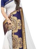 White woven chanderi saree with blouse
