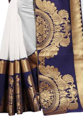 White woven chanderi saree with blouse 4
