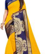 Yellow woven chanderi saree with blouse