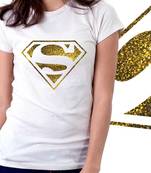 Superman Womens Glitter Tshirt at Offer, Womens Gold Special Effect T-shirt