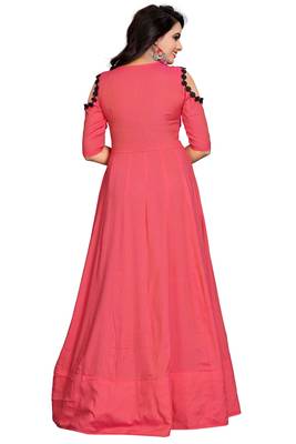 Pink Printed Rayon Long-Kurtis 4