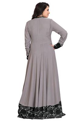 Grey Printed Rayon Long-Kurtis 4