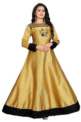 Golden Printed Rayon Long-Kurtis 1