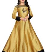 Golden Printed Rayon Long-Kurtis