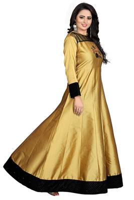 Golden Printed Rayon Long-Kurtis 3