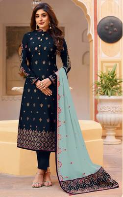 Blue embroidered silk salwar 1