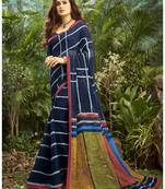  blue printed georgette saree with blouse