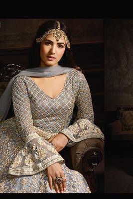 Grey Embroidered Net Salwar 2