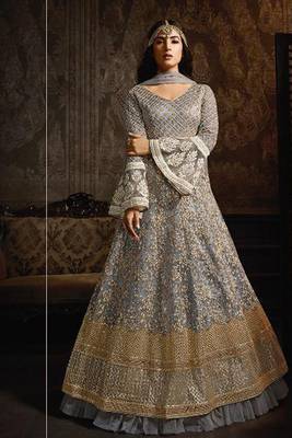 Grey Embroidered Net Salwar 1