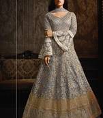 Grey Embroidered Net Salwar