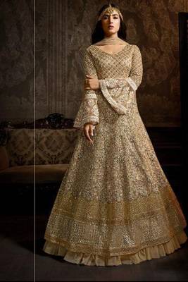 Beige Embroidered Net Salwar 1