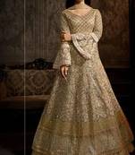 Beige Embroidered Net Salwar
