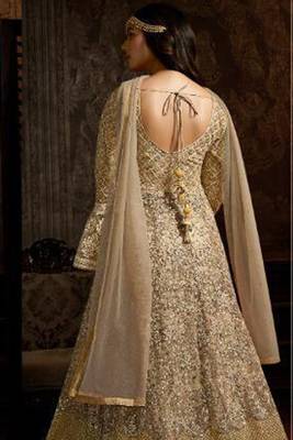 Beige Embroidered Net Salwar 3