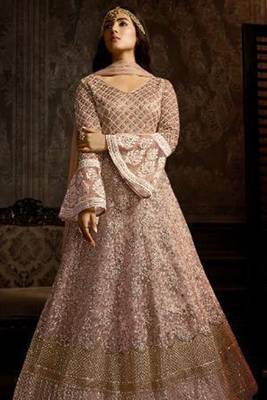 Light Pink Embroidered Net Salwar 1